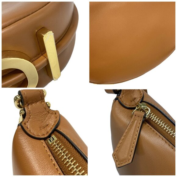 Auth FENDI Fendi Graffi Mini 8BS081 Brown Leather Shoulder Bag - Picture 11 of 14